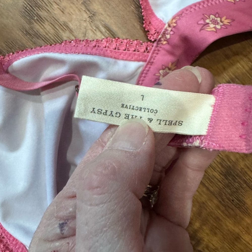 Spell Pink Floral Bikini Top ot Bra top size Large - Picture 4 of 4